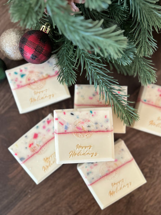 Holiday greeting soap